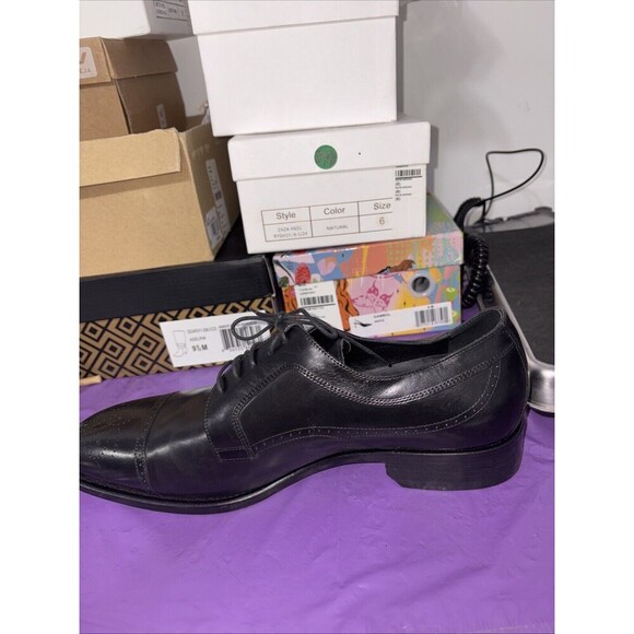 Johnston & Murphy Ellsworth Cap Toe Made in Italy‎ Blk Calfskin Leather 11.5M main image 5